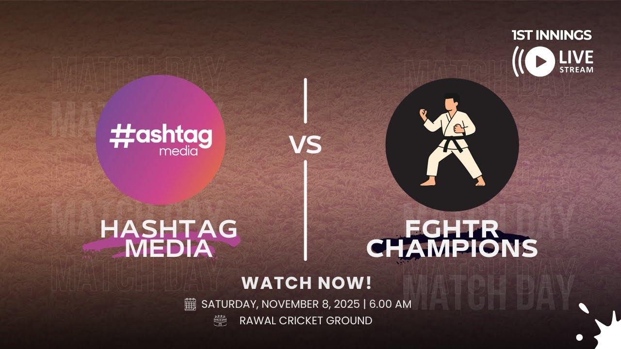 Hashtag Media v Fghtr Champions - 8 November 2025 [1st Innings] - YouTube