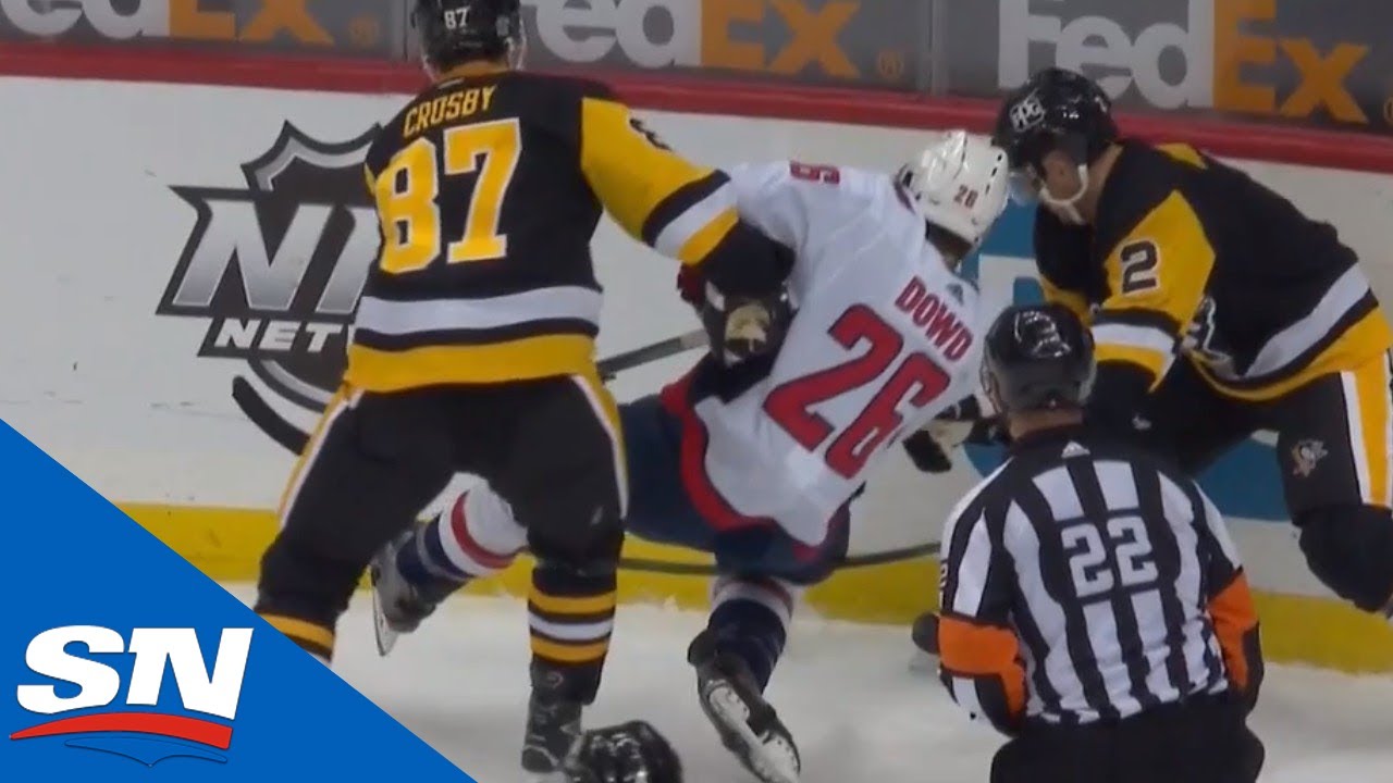 Sidney Crosby Appears To Slew Foot Nic Dowd, However Chad Ruhwedel Called For Penalty