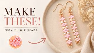 ✨ Got 2 Hole Beads? Make These! | Elegant Stick Earrings ✨