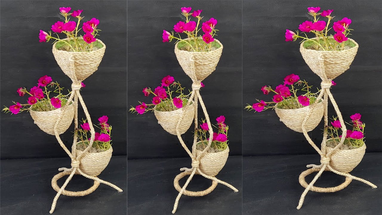 Best jute flower vase making idea Home decorating ideas handmade