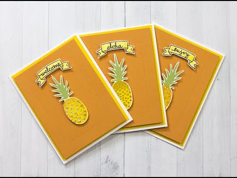 Summer Party Pineapple Cards with Gina K. Designs (Foiling with Stamps)
