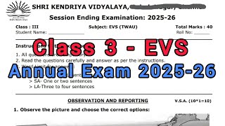Class 3 EVS / Annual Exam Question Paper 2025-26 / Session Ending Examination / Join the channel /