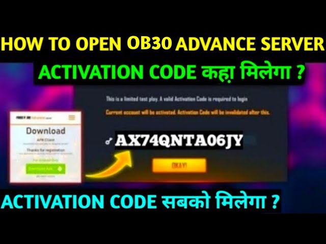 Free Fire OB36 Advance Server How to get Activation Code start