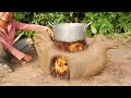 New way to make firewood stove with and clay - Amazing clay animal sculpting