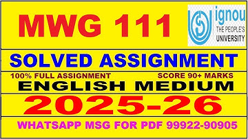 MWG 111 solved assignment 2025-26 in English || mwg 111 solved assignment 2026 || mwg111 2025-26
