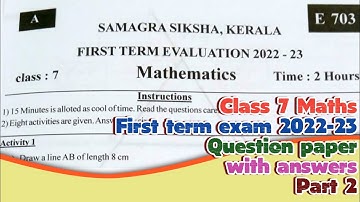 class 7 maths onam first term onam exam 2022 2023 question paper with answers kerala syllabus part 2