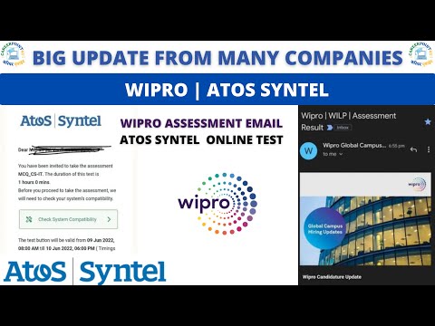 BIG UPDATE FROM WIPRO | ATOS SYNTEL | WILP UPDATE  | ONLINE TEST ASSESSMENT EMAIL FROM WIPRO