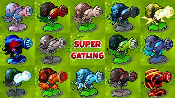 PVZ 1 Fusion 3.1 Challenge - All Super Gatling Plants Vs 5 Mini Armored Gargantuar - Who Will Win?