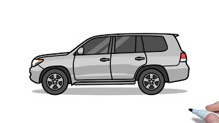 How to draw a TOYOTA LAND CRUISER 200 easy / drawing toyota suv step by step