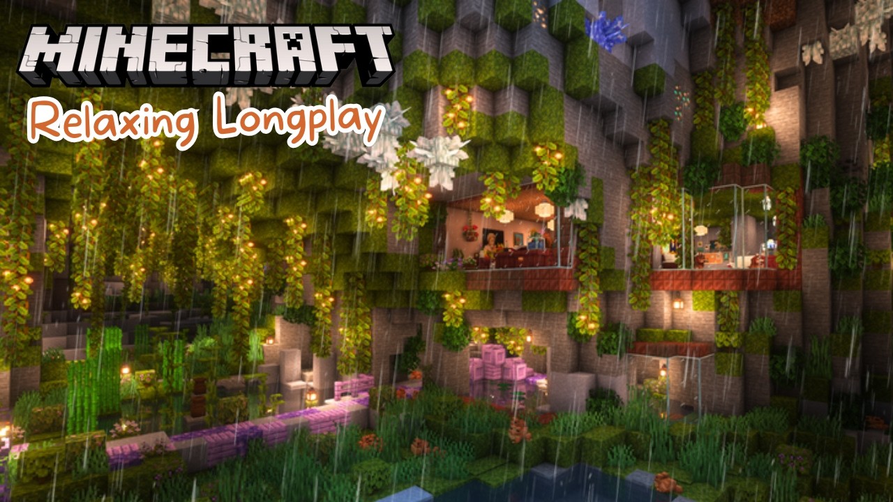 Lush Cave in the Rain | Minecraft Longplay (no commentary, with music ...