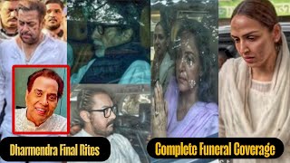 Dharmendra Final Rites Complete Funeral Coverage | SRK,Salman,Akshay,Bachchans,Govinda,Bolly,Sunny