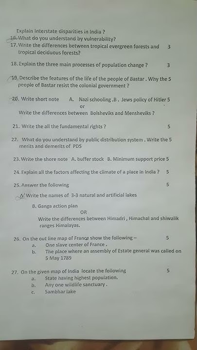 class 9 social science final exam Question paper / Important questions ...