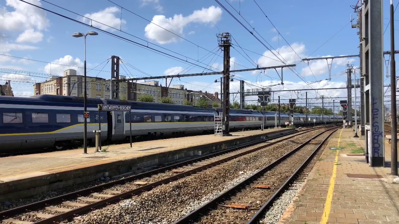 (HD) Eurostar E320 4033/4034 accelerate through Antwerp Berchem - 19/8/19