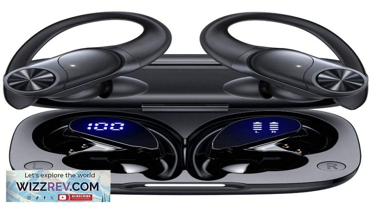 80hrs Playtime Bluetooth Headphones Wireless Earbuds With Earhook Wireless Charging Case