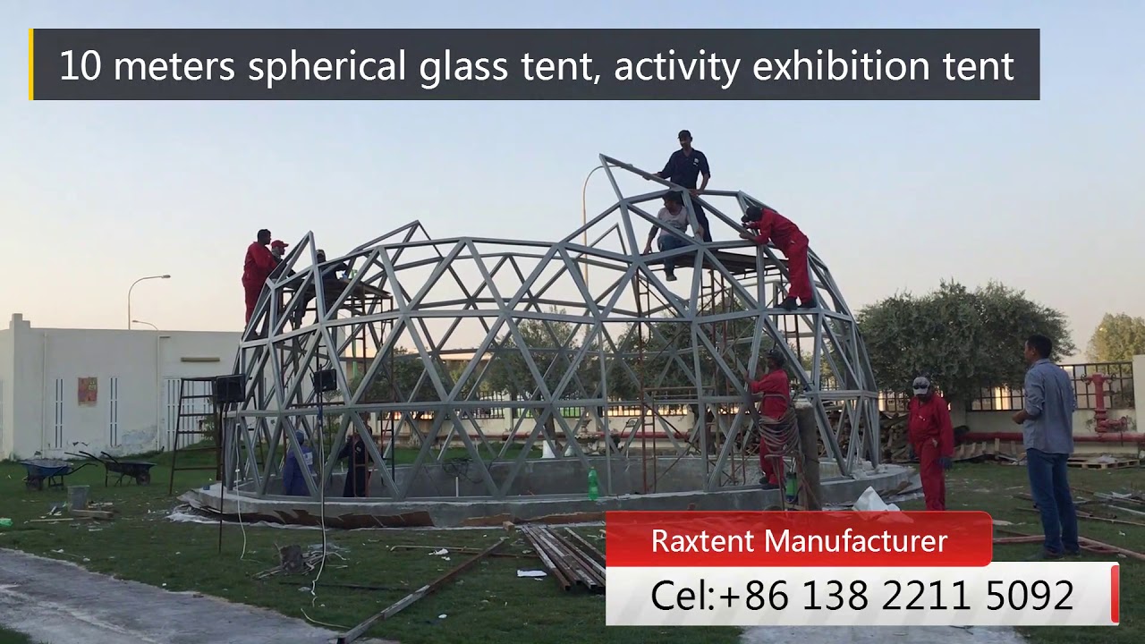 Build 10M Glass Dome with Double-deck Low-E Glass and Aluminum Frame