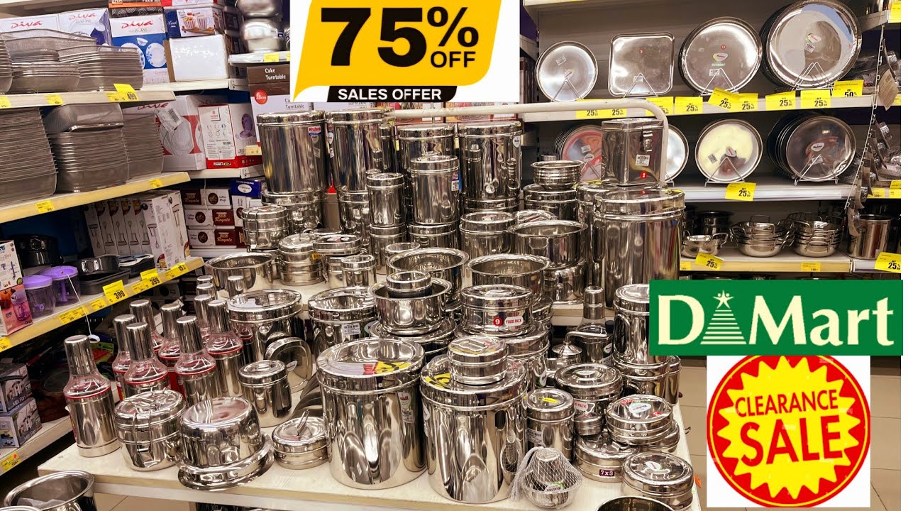 Dmart latest offers upto 80% off on new  Stainless steel kitchenware starts ₹12, gadgets, containers