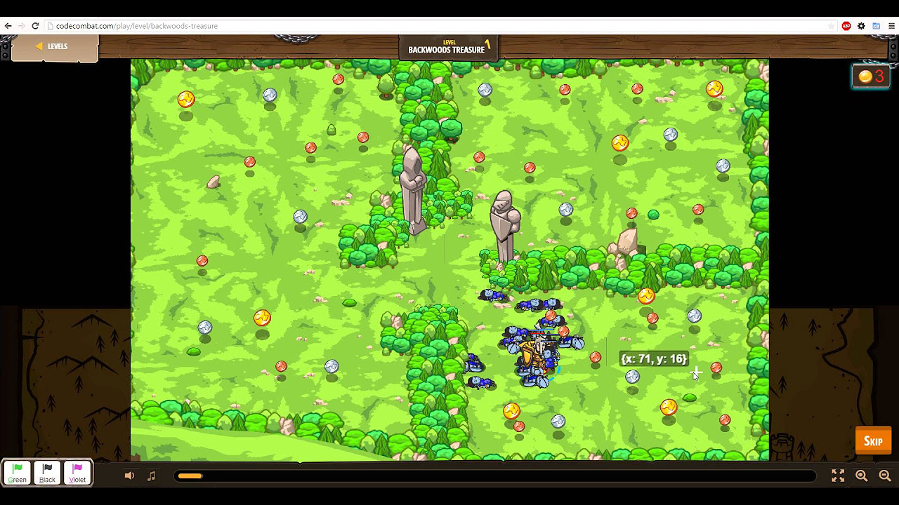 Codecombat python backwoods treasure solution