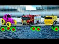 Fire truck Frank, Kamaz and Traktor stuck in a large bridge - Wheel City Heroes Cartoon