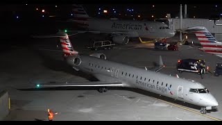 American Airlines CRJ 900LR Landing and engine shut down at Burlington International Airport