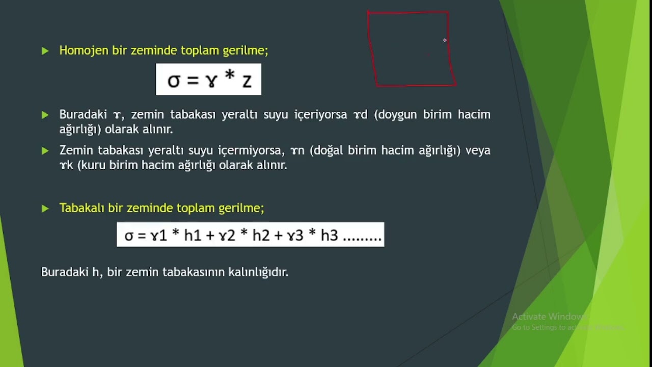 Zeminin Toplam ve Efektif Gerilmesi (Arapça Anlatım).