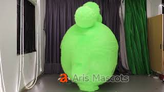 Adult Inflatable Three Eyes Green Monster Costume for Entertainments Blow Up Halloween Suit