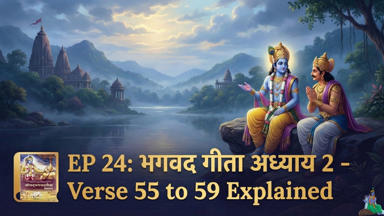 EP 24: भगवद गीता अध्याय 2 | Verse 55 to 59 Explained | Sankhya Yog (Complete Meaning) 📿