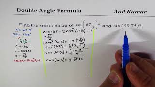 IMPORTANT Find exact value of cos67.5 and sin33.75 MVI 0652