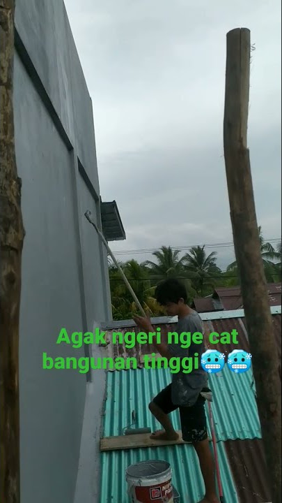 PROSES CAT DINDING BANGUNAN 2 LANTAI BAGIAN LUAR, PAS ADA ANGIN.... ‼️‼️‼️