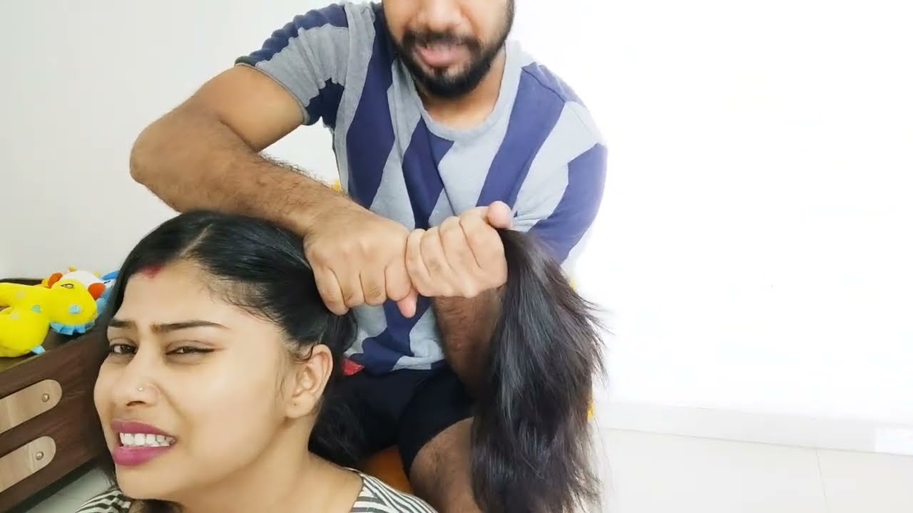 Twin braid, twin bun, twin ponytail, hair pulling with husband| #hindi indian vlogger swarnali