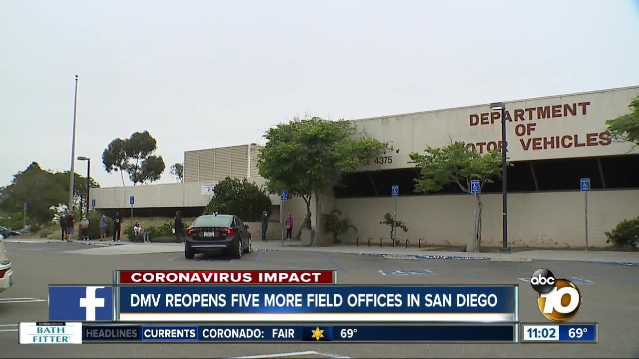 DMV reopens five more field offices in San Diego YouTube