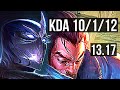 Shen vs yasuo top  10112 legendary 500 games  euw master  1317