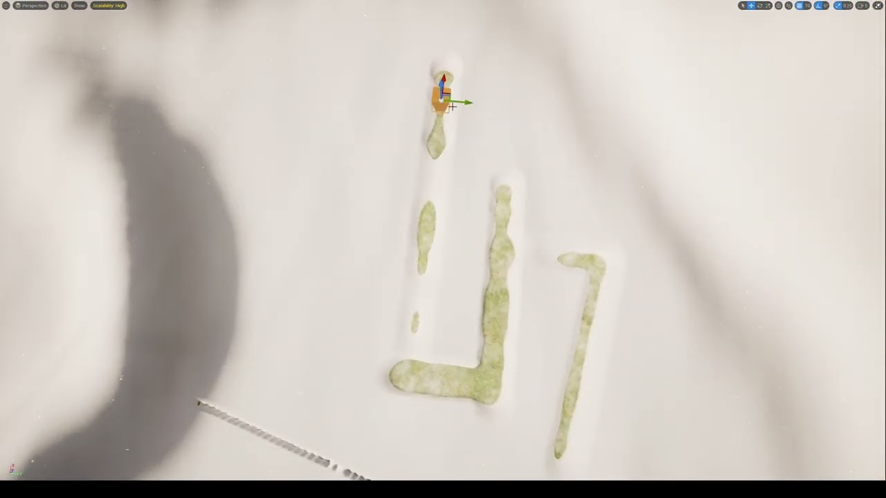 Dynamic Snow melting system using RVT, Virtual Heightfield Mesh and RT in UE 5.0.3.