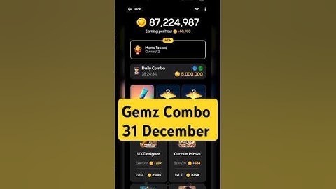 Gemz Daily Combo Today 31 December Daily Combo Today #gemz #combo #airdrop