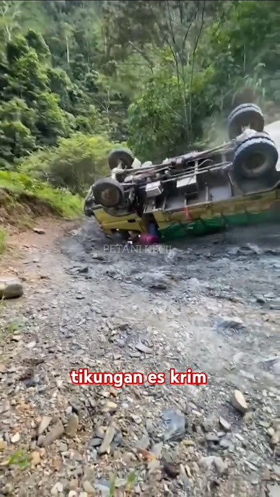 DETIK DETIK TRUK TERGULING DI TIKUNGAN ANGKER CAKAR BUANA.#sawit_unggul #feedshorts #shorts