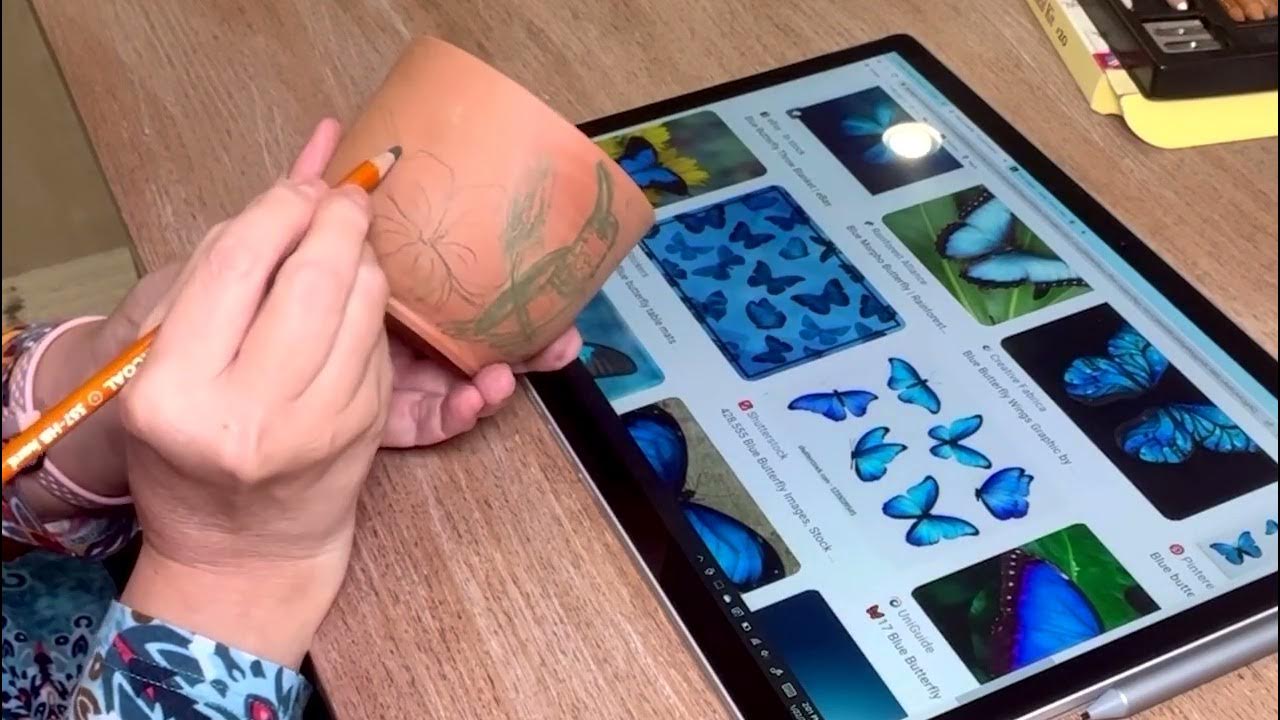 How to transfer a drawing to your pottery piece. See description for