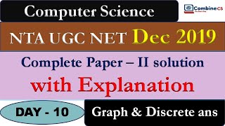 NTA UGC NET December 2019 CS Paper Solutions | UGCNET | Graph theory | Discrete Math | Day-10 Rashmi