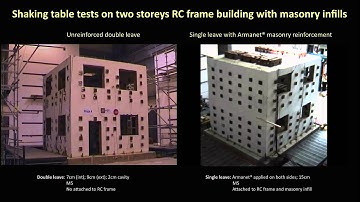 Shaking table tests on RC frame building with unreinforced and rendering reinforced infill walls