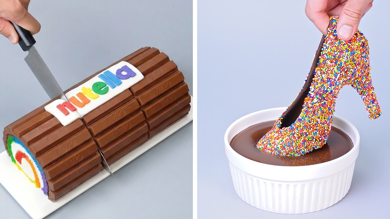 Rainbow Nutella Cake & Sprinkle Heel Magic 🍫👠 Sepatu Sprinkle Cokelat yang Cantik | DIY Cake Decor