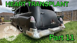 A new heart in Frankensteins monster. 1950 Cadillac Hearse resurrection.