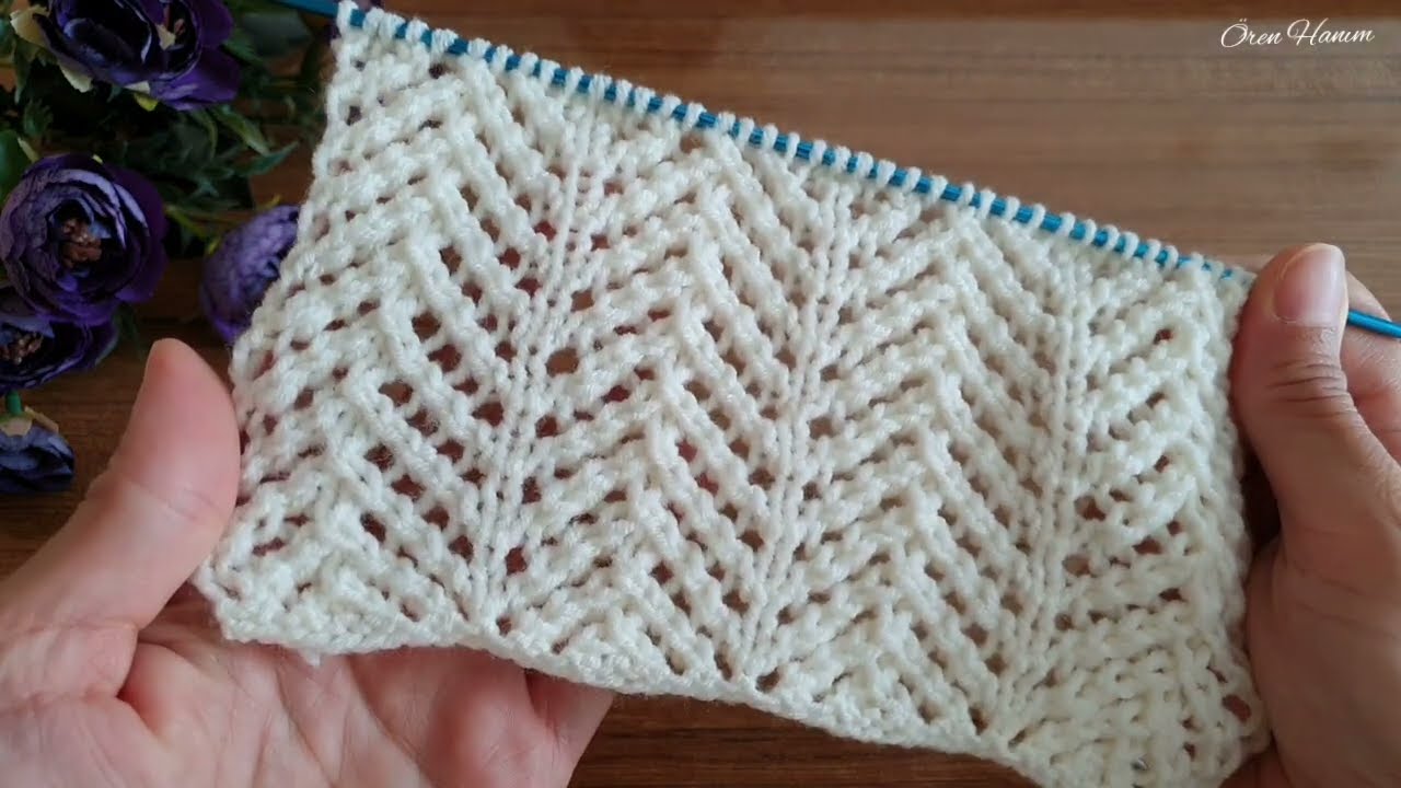 Сезонная кофточка Кардиган на двух спицах ✅️ Простой ажурный узор зигзаг спицами спицами