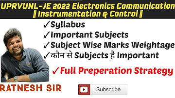 UPRVUNL JE 2022 Electronics || I&C  Subject Wise Weightage Preparation Strategy By Ratnesh Sir