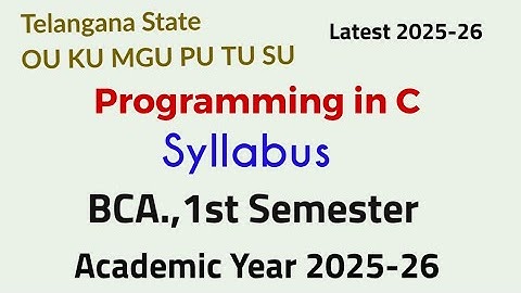 Programming in C | Syllabus 2025-26 | BCA., 1st Semester | OU KU MGU PU TU SU