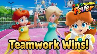 Mario Tennis Fever Daisy &amp; Rosalina vs Bowser &amp; DK CPU Ace Academy Court