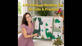Upgrade Baby's Nursery - 4 Pc Dinosaurs Set: Sheet, Skirt, Blanket & Diaper Stacker + Other Designs!