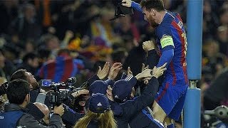 Messi celebration barca paris from the stands