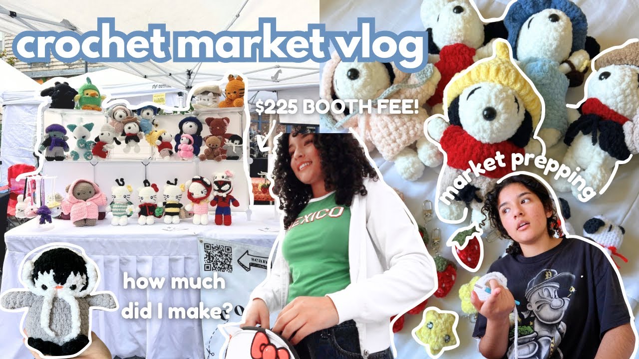 night market! *🪐༘⋆✩🌚‧. ݁₊  crochet market prepping + vlog #10 🧸🧶