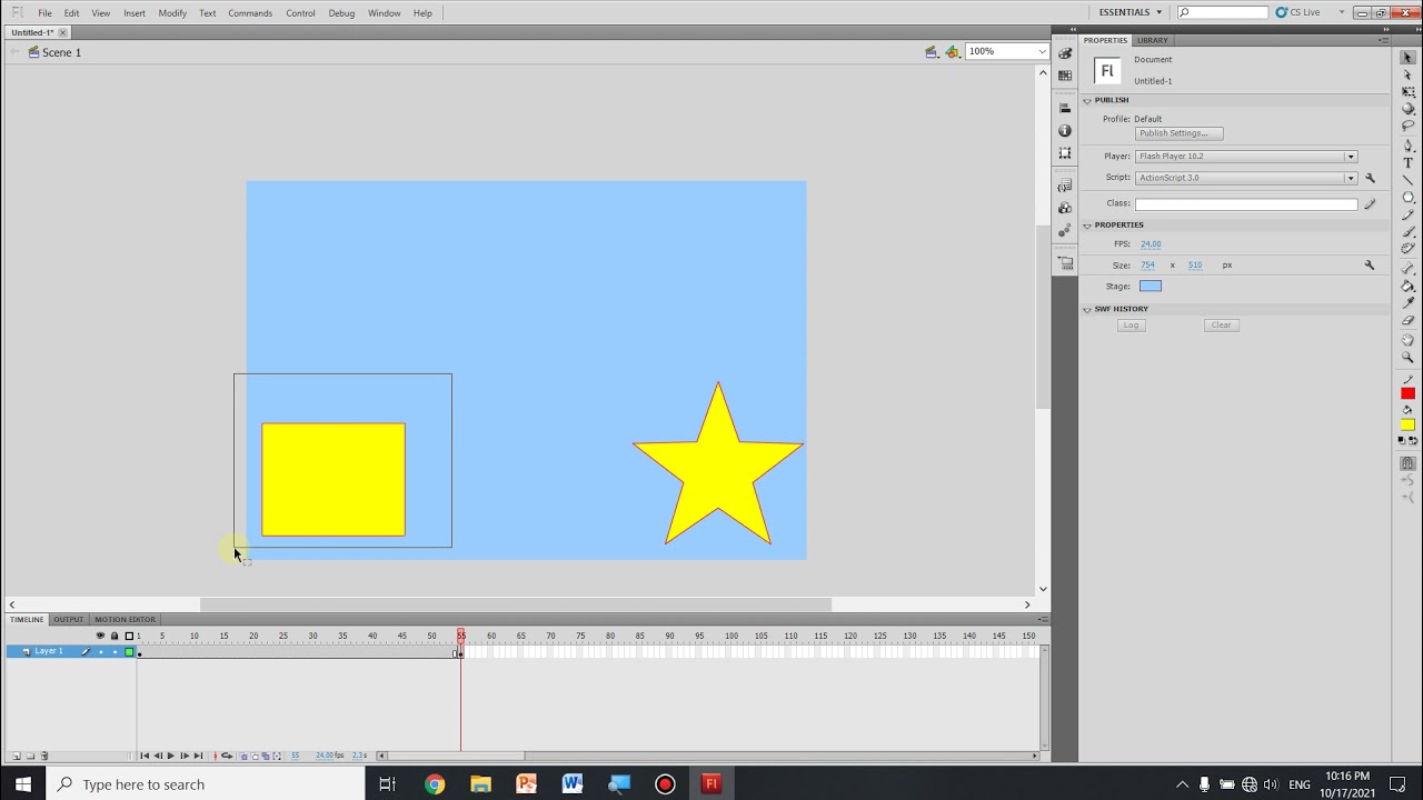adobe flash professional - shape tween