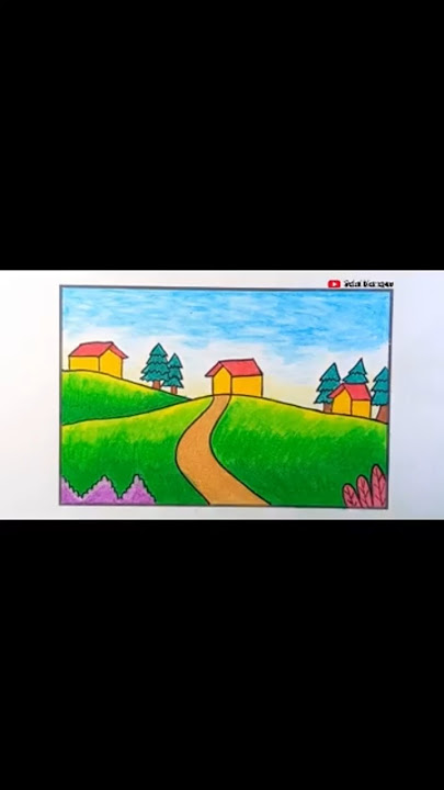 menggambar pemandangan desa mudah ditiru dan simple  #caramenggambar #drawing #simpledrawing  #art