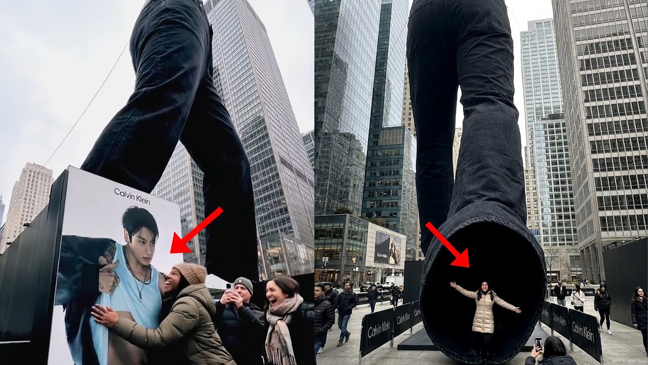 Фанаты ARMY в шоке! Гигантские джинсы Jungkook x Calvin Klein появились в Нью-Йорке.