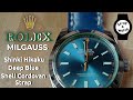 ROLEX MILGAUSS with Shinki Hikaku handmade deep blue Shell Cordovan Leather Watch Strap!